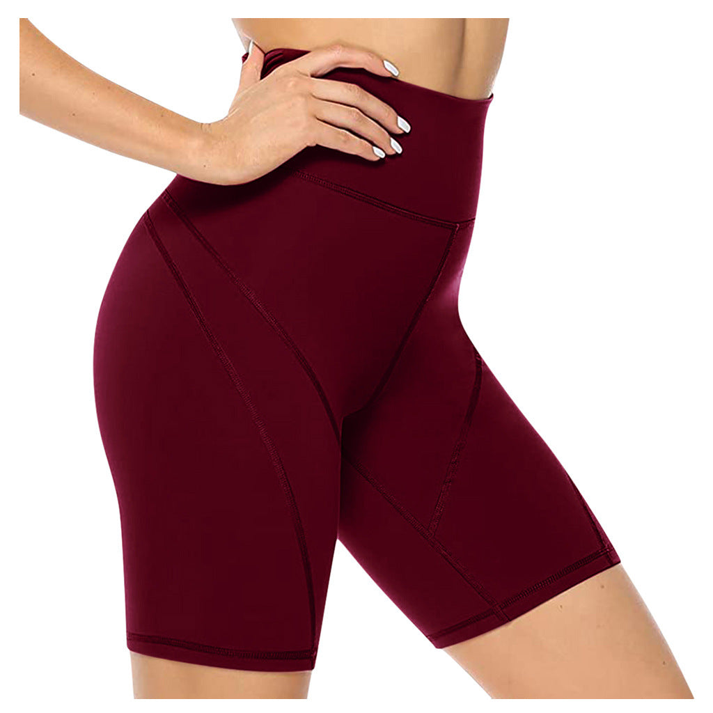 Solid Color Women's Tight High Waist Yoga Shorts