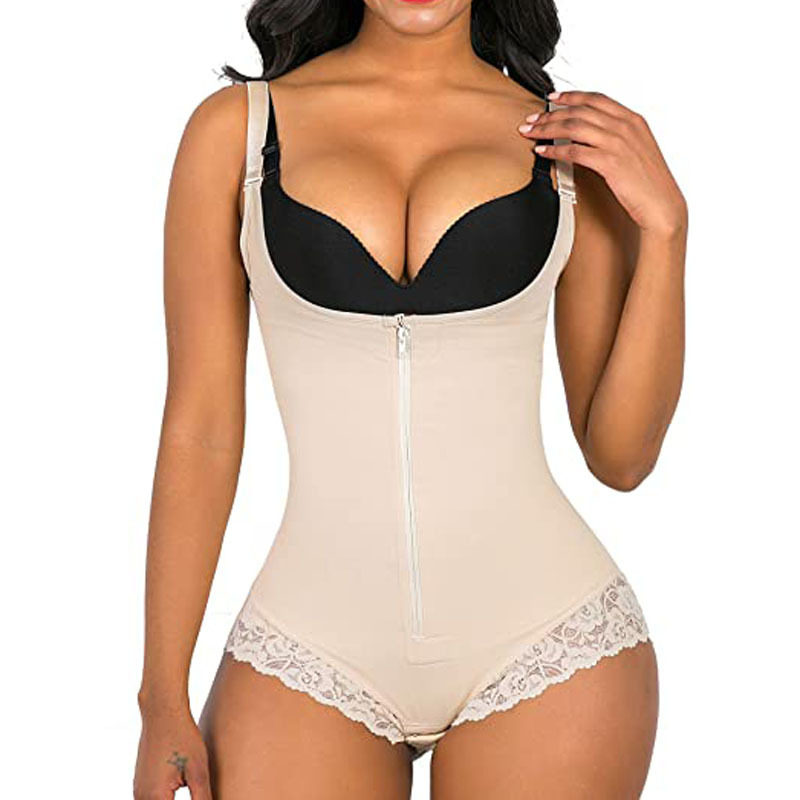 Seamless Hip Lifting Body Shaper Tights with Zipper – Full Body Shapewear