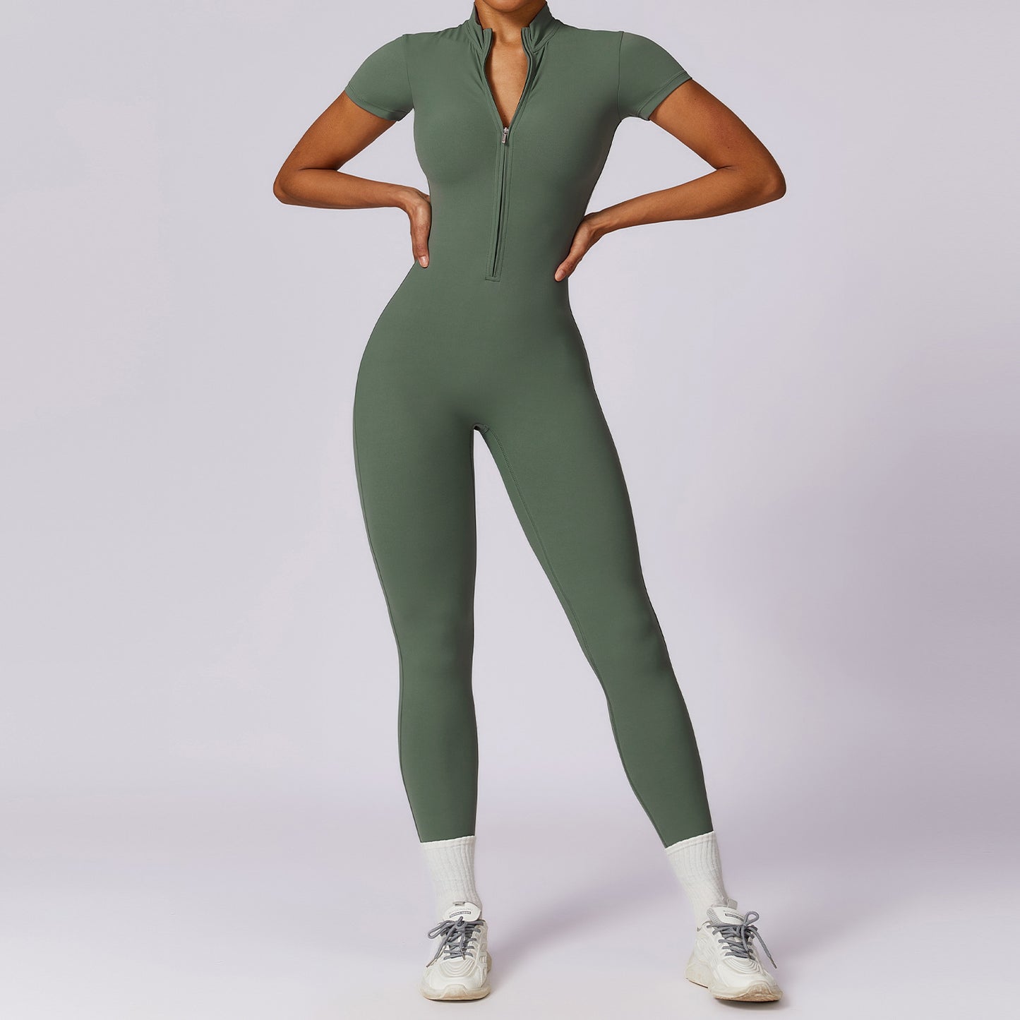 Zechuang Women's Short Sleeve Yoga Jumpsuit 8305
