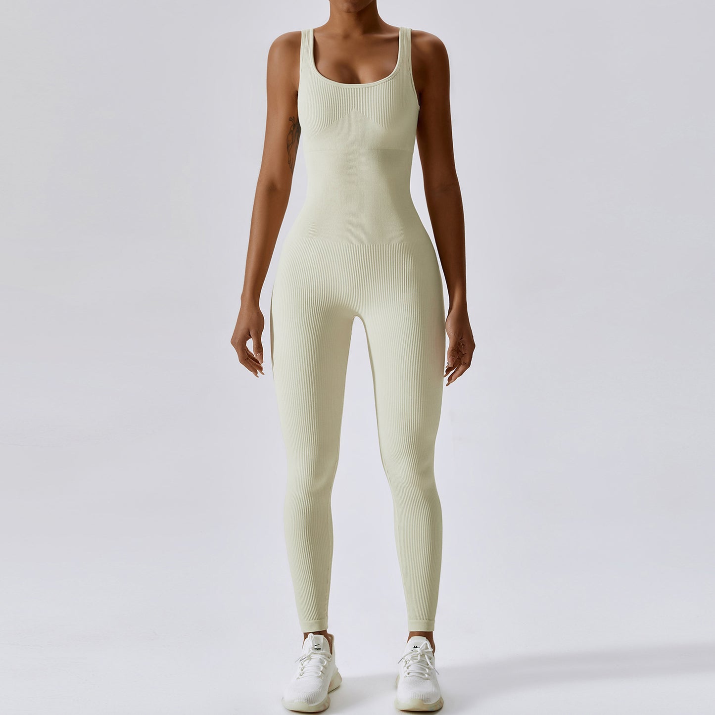 Seamless Knitted Yoga Jumpsuit with Long Pants Set