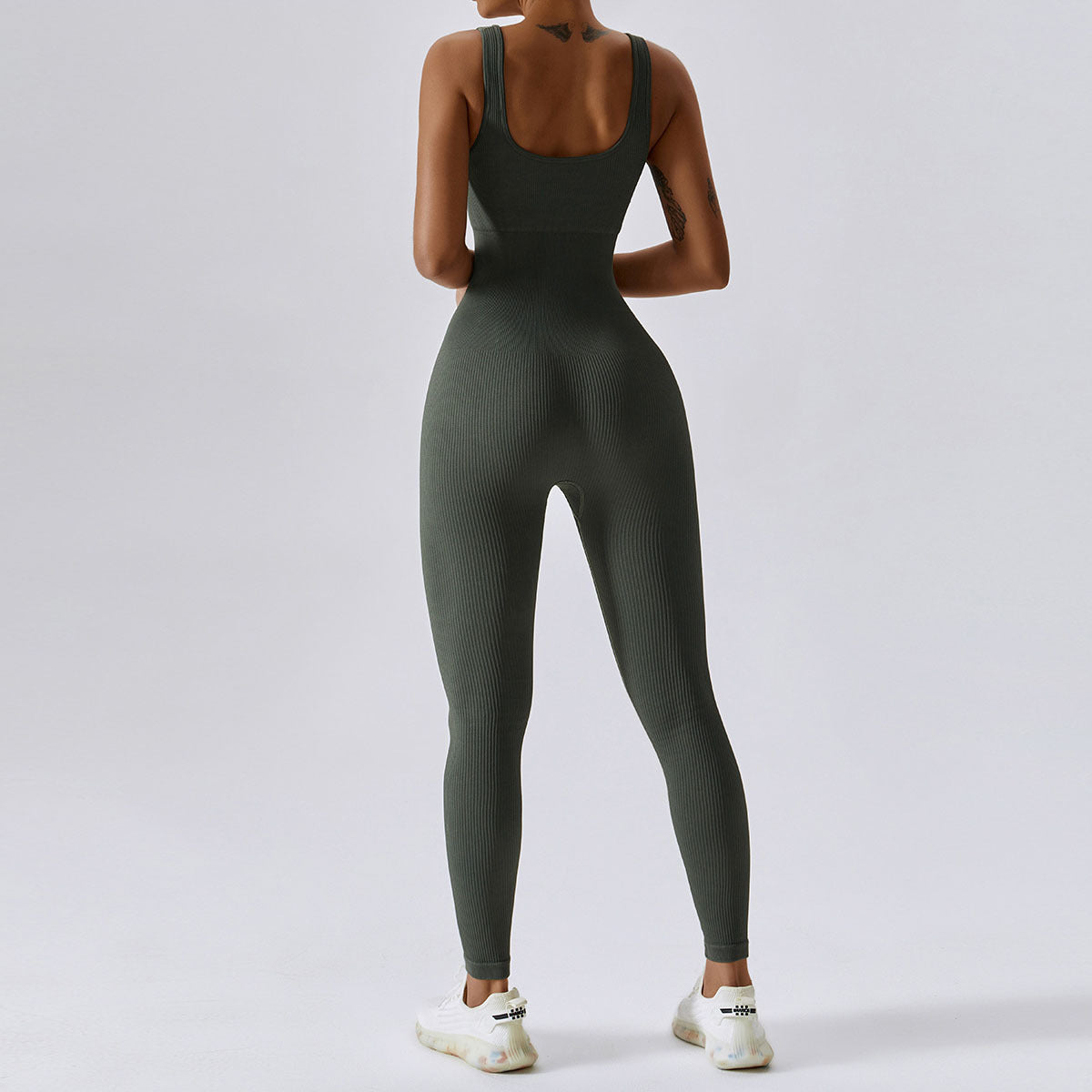 Seamless Knitted Yoga Jumpsuit with Long Pants Set