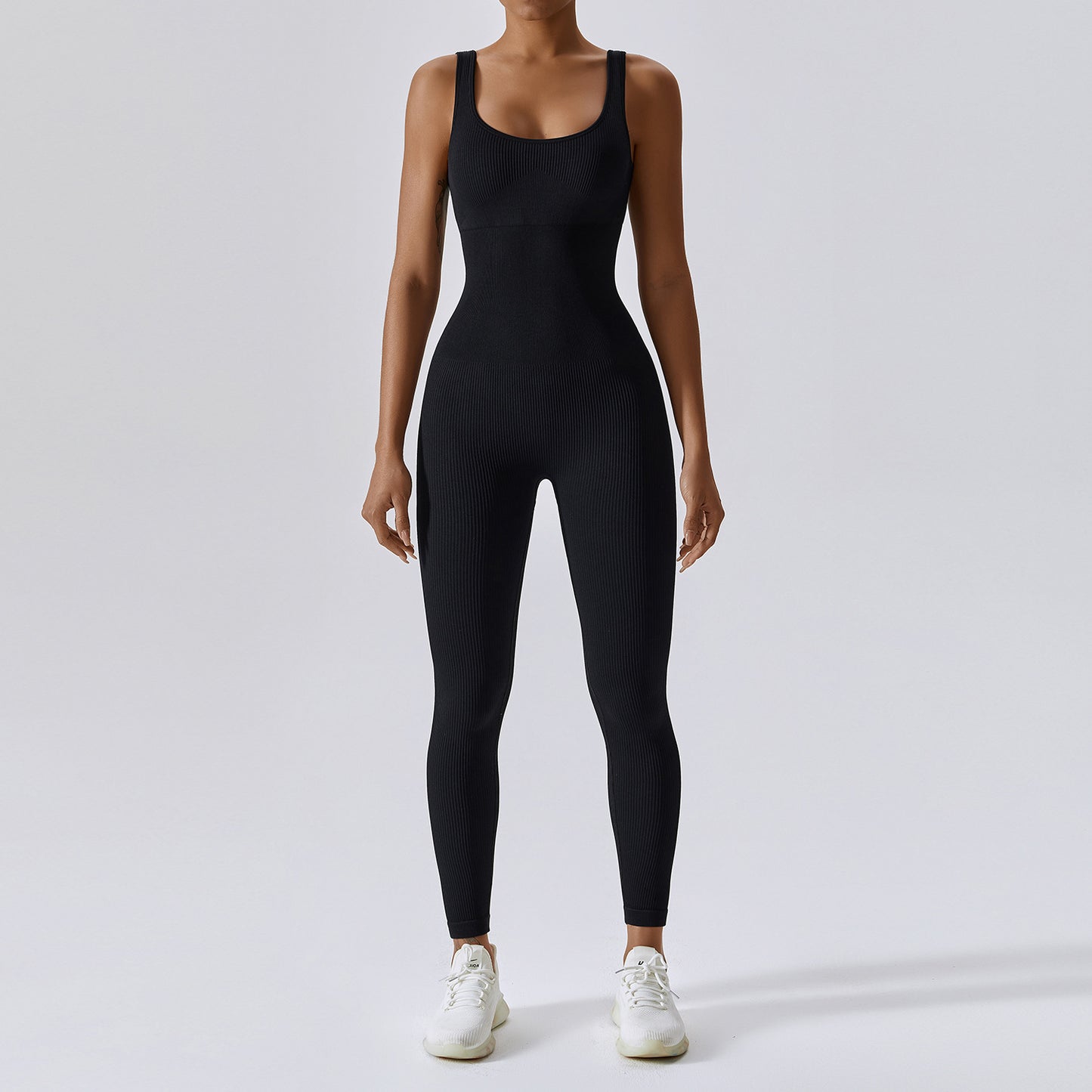 Seamless Knitted Yoga Jumpsuit with Long Pants Set