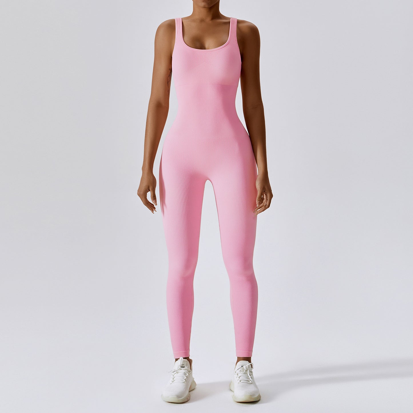 Seamless Knitted Yoga Jumpsuit with Long Pants Set