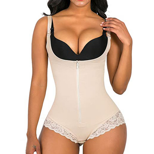 Seamless Hip Lifting Body Shaper Tights with Zipper – Full Body Shapewear